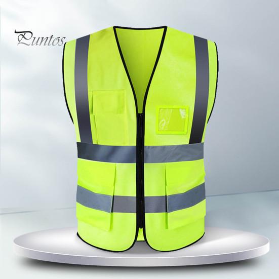 Arbeidsvest Herre Dame Refleksvest V-hals Ermeløs Glidelåslomme Pustende Nattsikkerhetsvest