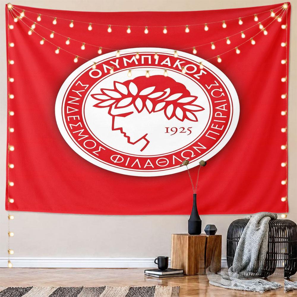 Red Laurel Wreath Emblem Design Pattern Wall Hanging Tapestry Decorative Tapestry Home Decor for Bedroom and Living Room