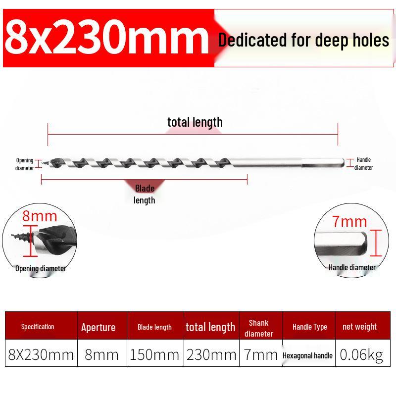 Hex Shank Deep Hole Woodworking Twist Drill Bit