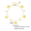 Gold Color Leaf Butterfly Zircon Anklet for Women, Exquisite Fashion Adjustable Chain Ankle Bracelets, Elegant Foot Jewelry