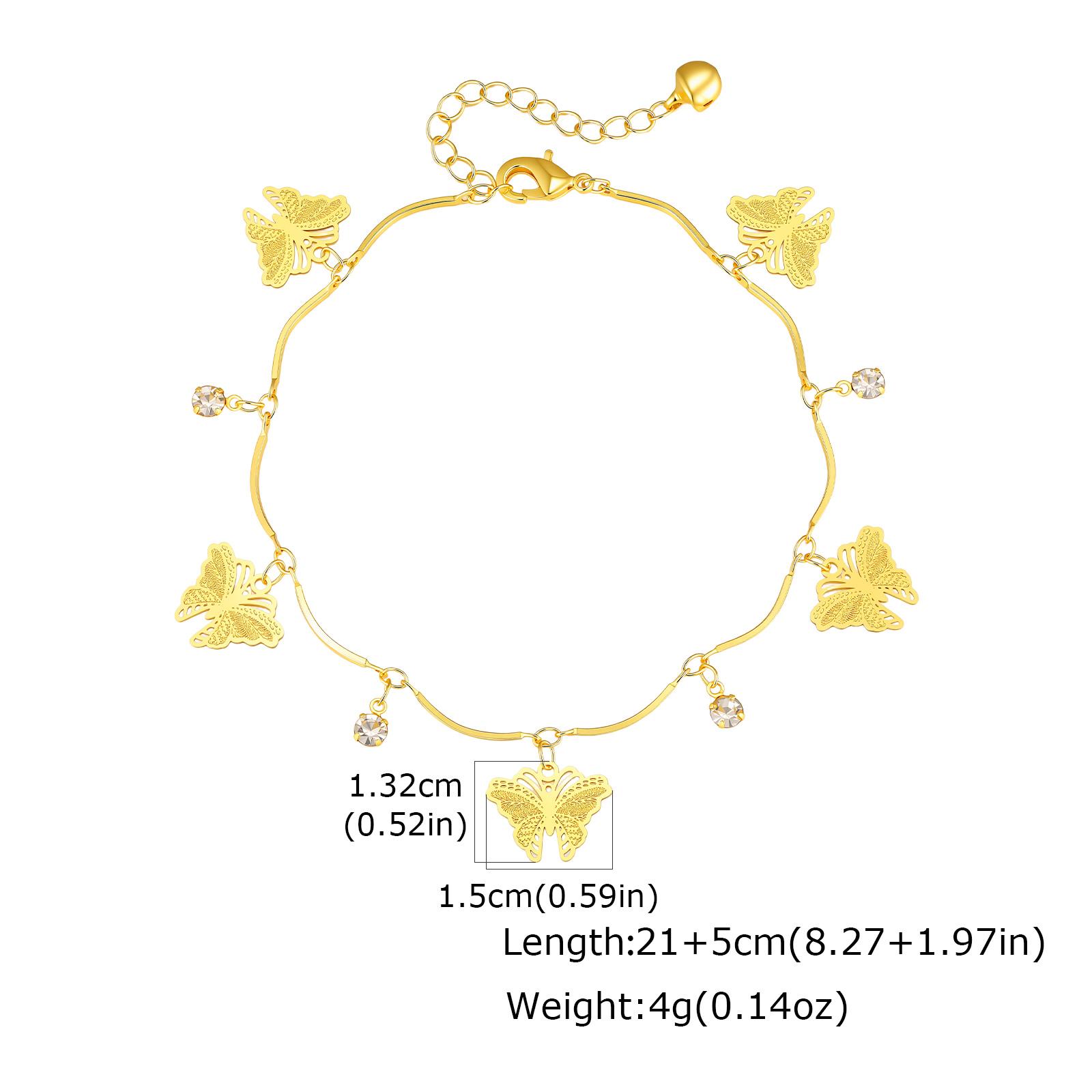 

Gold Color Leaf Butterfly Zircon Anklet for Women, Exquisite Fashion Adjustable Chain Ankle Bracelets, Elegant Foot Jewelry
