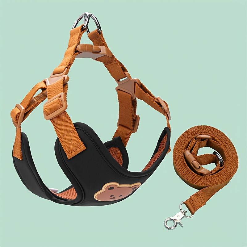 Chic Pet Dog Harness and Leash Set Solid Color Teddy Bear Design, Adjustable Chest Strap, Easy To Clean, Ideal for Small To Medium Dogs