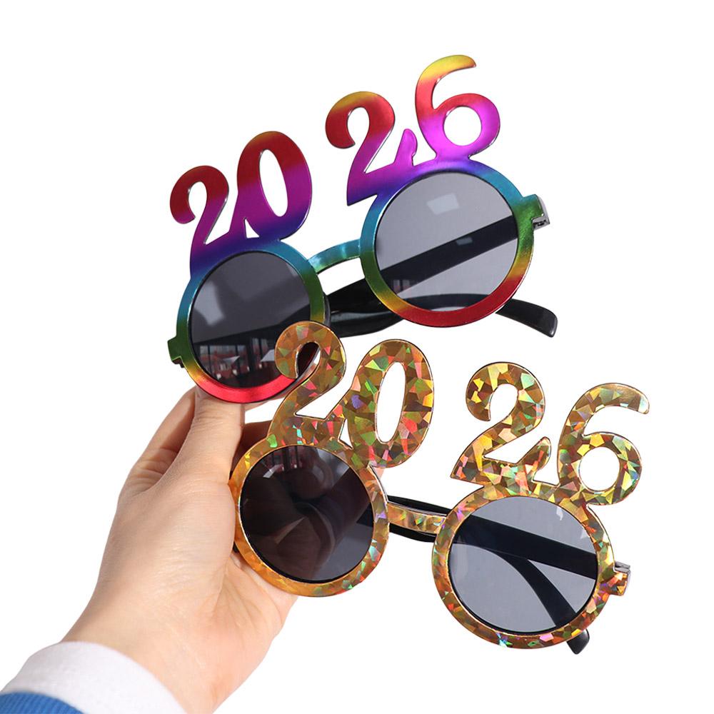 Sweet 2026 Happy New Year Glasses Cute New Year Decorative Sunglasses Christmas Supplies