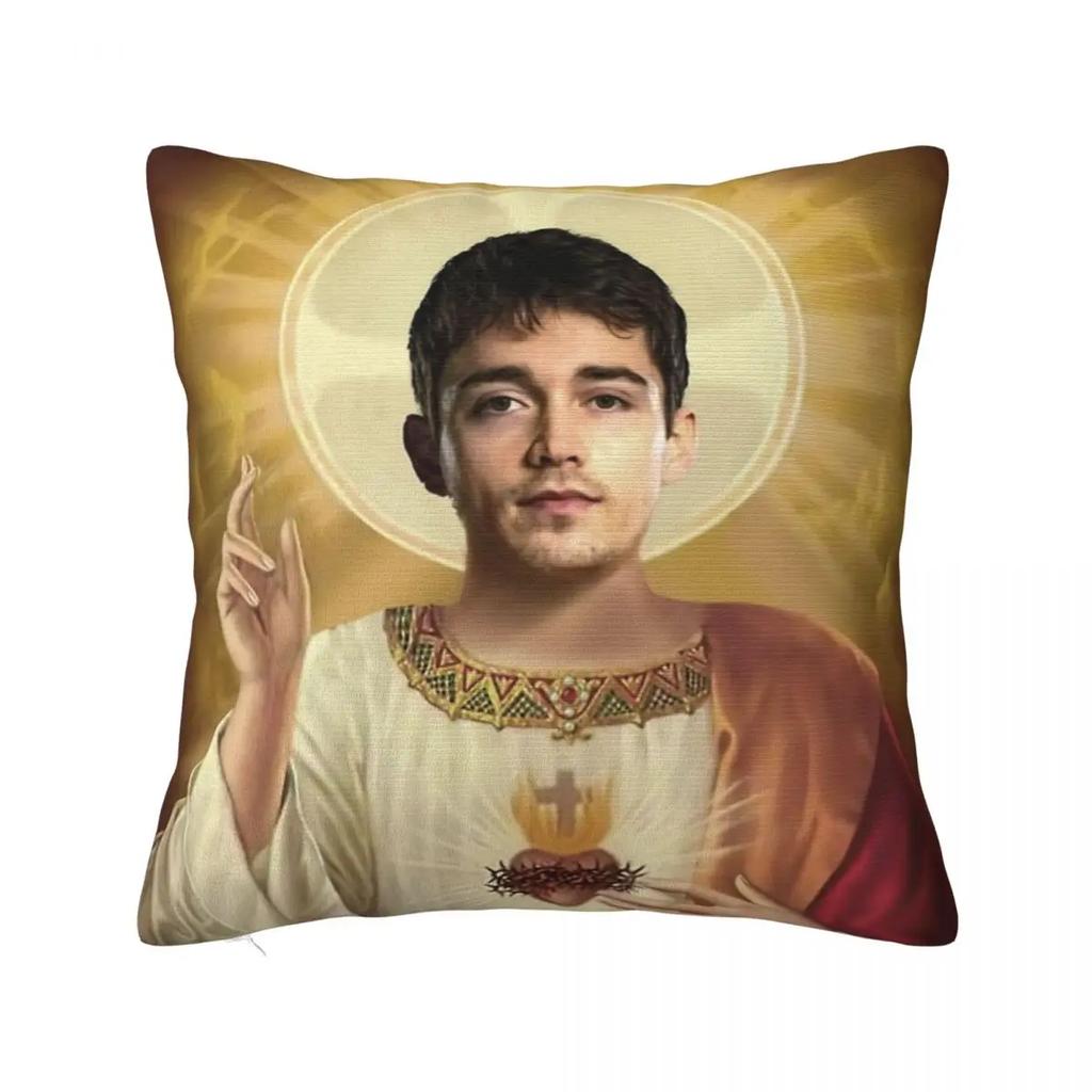 Charles Leclerc Ježíš Vtipný Povlak na polštář Potisk Polyesterový Povlak na polštář Dekorace Házecí Povlak na polštář Domov Zip 1ks