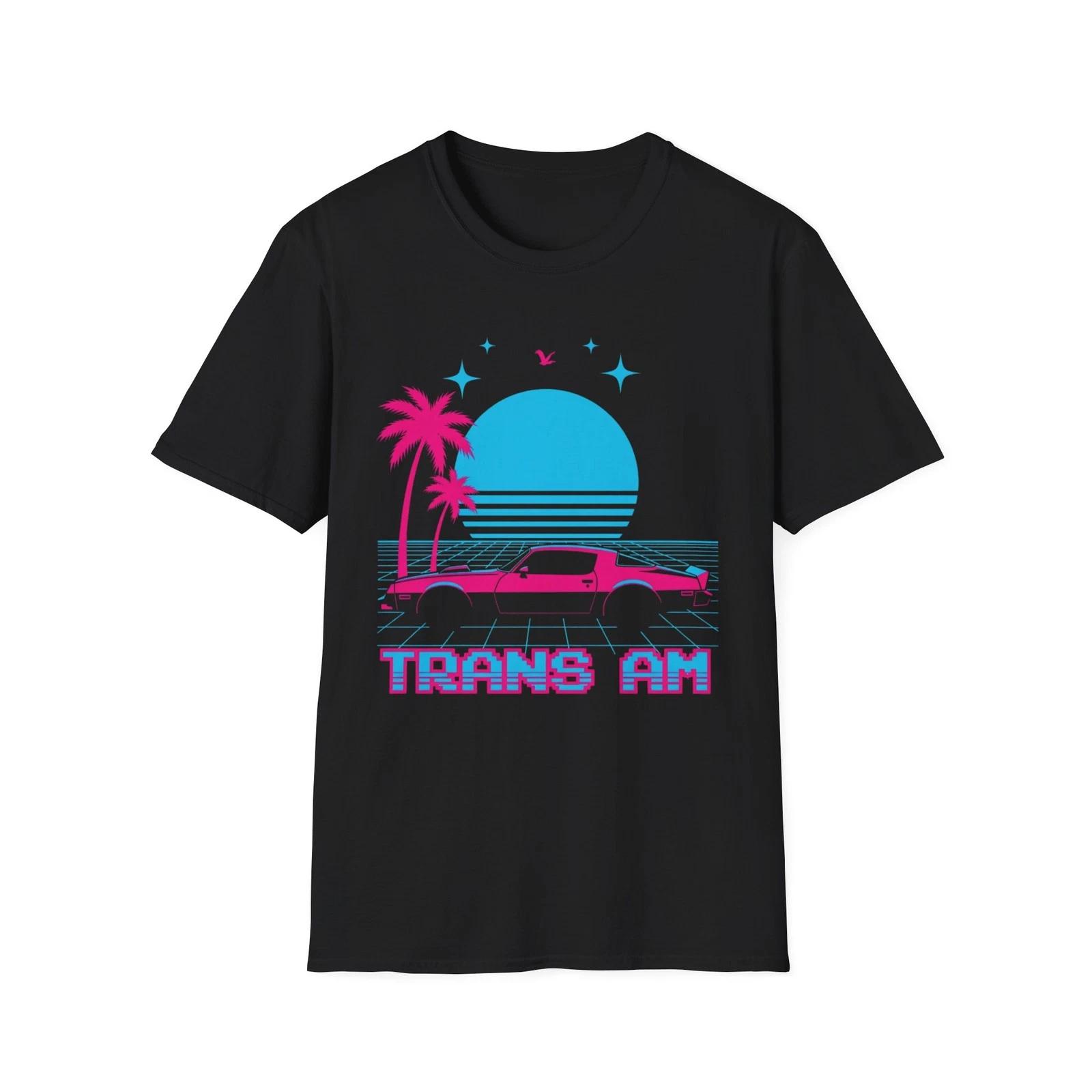 Trans Am Shirt Retro Synthwave Neon Sunset Grid 80s Muscle Car Graphic Tee XXXL