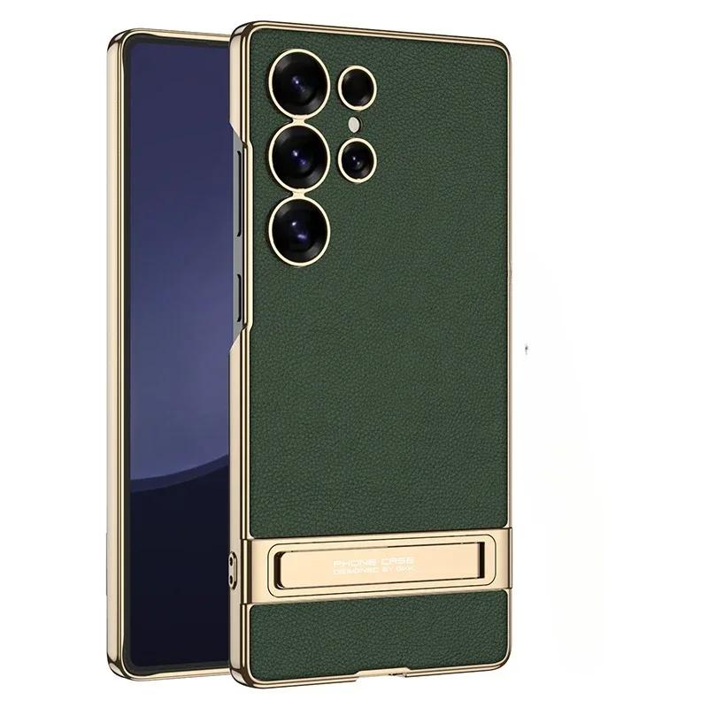 

Чехол-держатель из гальванизированной кожи для Samsung Galaxy S25 S24, ультрапластиковый жесткий защитный противоударный держатель для телефона Galaxy S24 Ultra