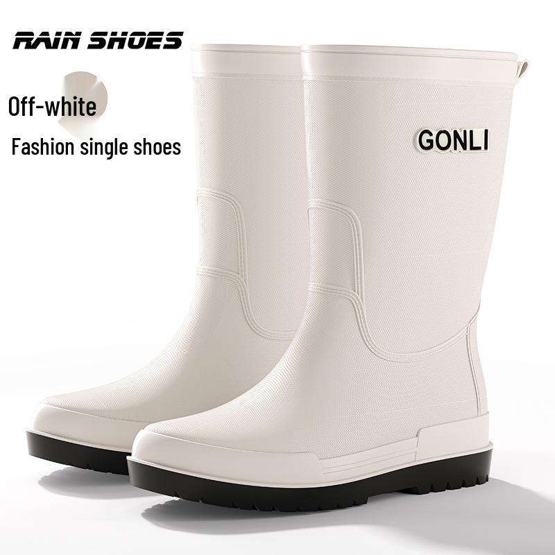 Men's Mid-Calf Non-Slip Fleece-Lined Rubber Rain Boots for Fashion, Work, and Outdoor Activities