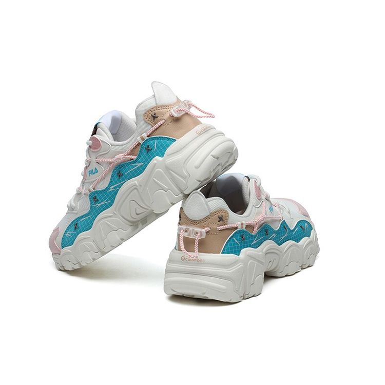 Fila Cat Paw Fabric Synthetic Leather Comfortable Fashion Low-Top Dad Shoes Women Sneaker White Blue F12W124153FAB