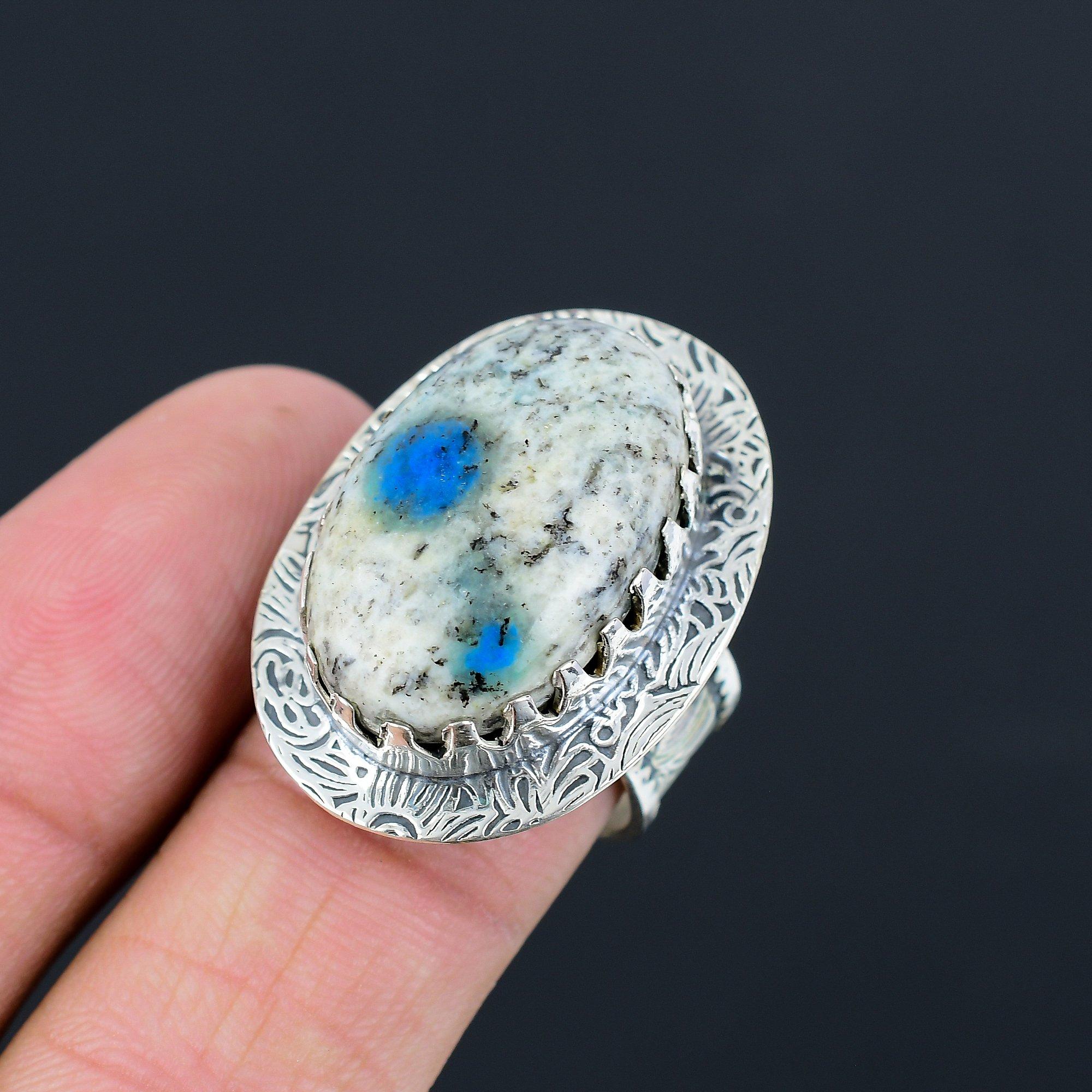 Daughters Day Deal 925 Sterling Silver K2 Jasper Stone Solitaire Ring Jewelry 9