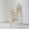 Women Brooch High-Gloss Rhinestone Inlay Sparkling Faux Pearl Wheat Design Lapel Pin Non-Slip Buckle Scarf Badge Clothing Bags Accessories