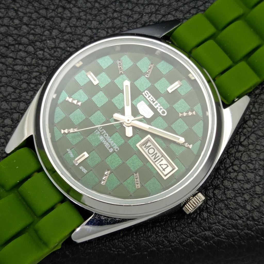 AUTOMATIC SEIKO 5 JAPAN MENS 6309A REFURBISHED GREEN COLOR DIAL WATCH a440320-4 Sk-a440320