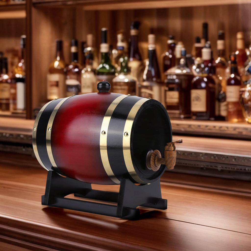3L Household Wooden Barrels Multi-Purpose Vintage Beer Brewing Tools Large Capacity Retro Faucet Barrels for Family Gatherings