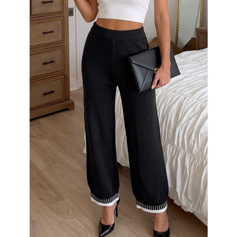 Women S Thick Contrast Stitching Wide Leg Casual Pants