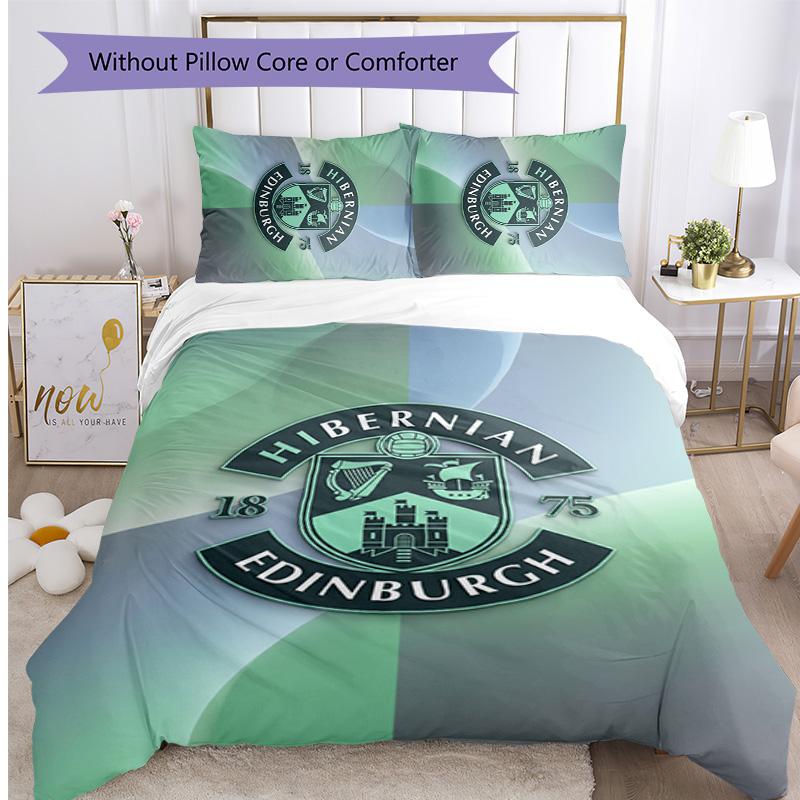 Hibernian FC Set Lenzuola Stampato 3 Pezzi Copripiumino Traspirante con Federe Biancheria da Letto Decorativa per Camera da Letto Casa