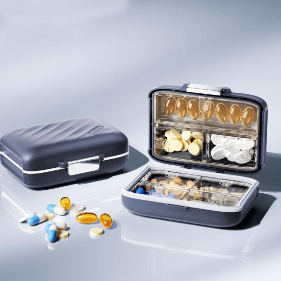 Yousheng Medicine Storage Box, Large Capacity 7 Compartment Weekly Pill Organizer, with Moisture Proof Seal Design, Portable Travel Medication