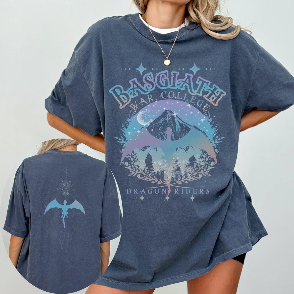 Women Retro Basgiath War College Shirt Fourth Wing Comfort Unisex Tee Dragon Rider Merch Cotton Y2K Top Daily Trendy Streetwear