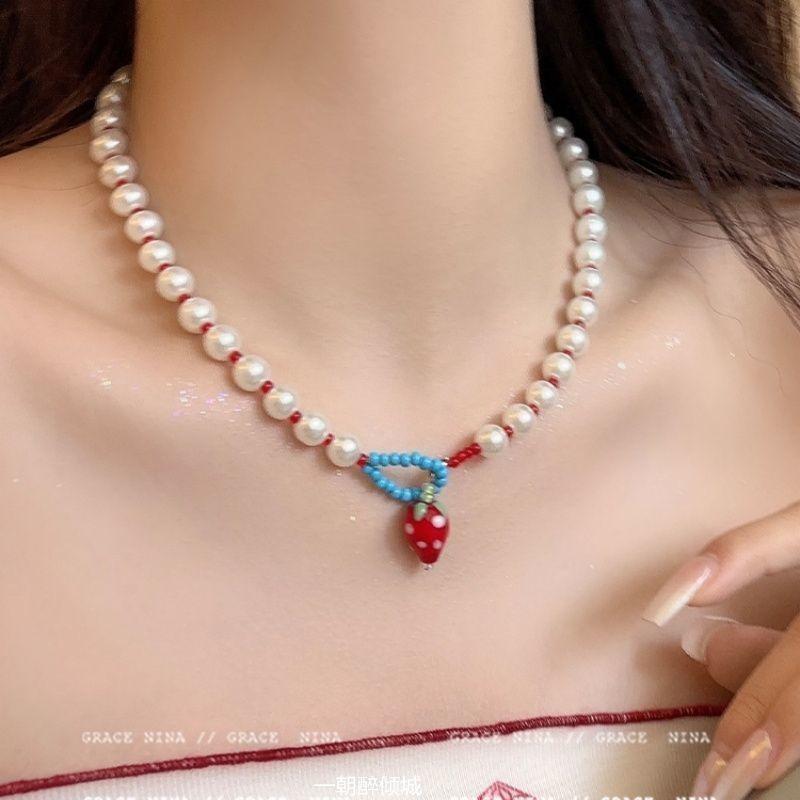 Cute Cute Apple Love Dachshund Dog Woven Color Rope Long Necklace Femininity Versatile Neck Chain Sweater Chain