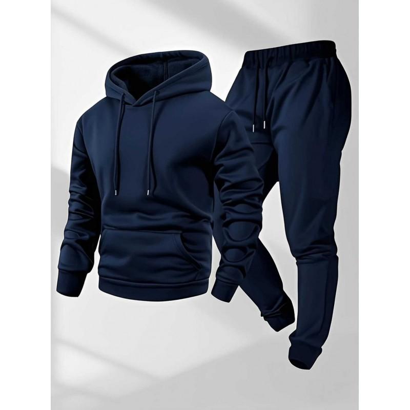 Mens Casual Tracksuit Long Sleeve Hooded Sweatshirt Pants Set Sportswear