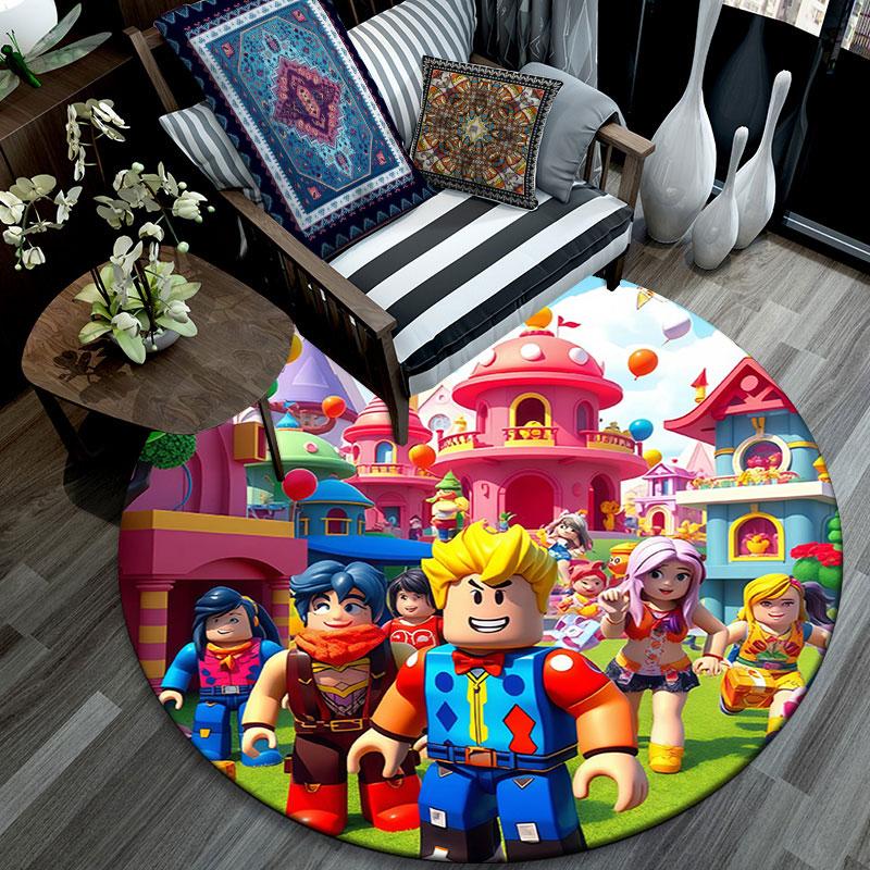 Roblox,Round Area Rug,Carpet Rug for Living Room Bedroom Sofa Playroom Decor,Non-slip Floor Mat