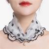 Scarf Painting Print Imitation Pearl Durable Ruffle Edge Lady Headscarf for Banquet
