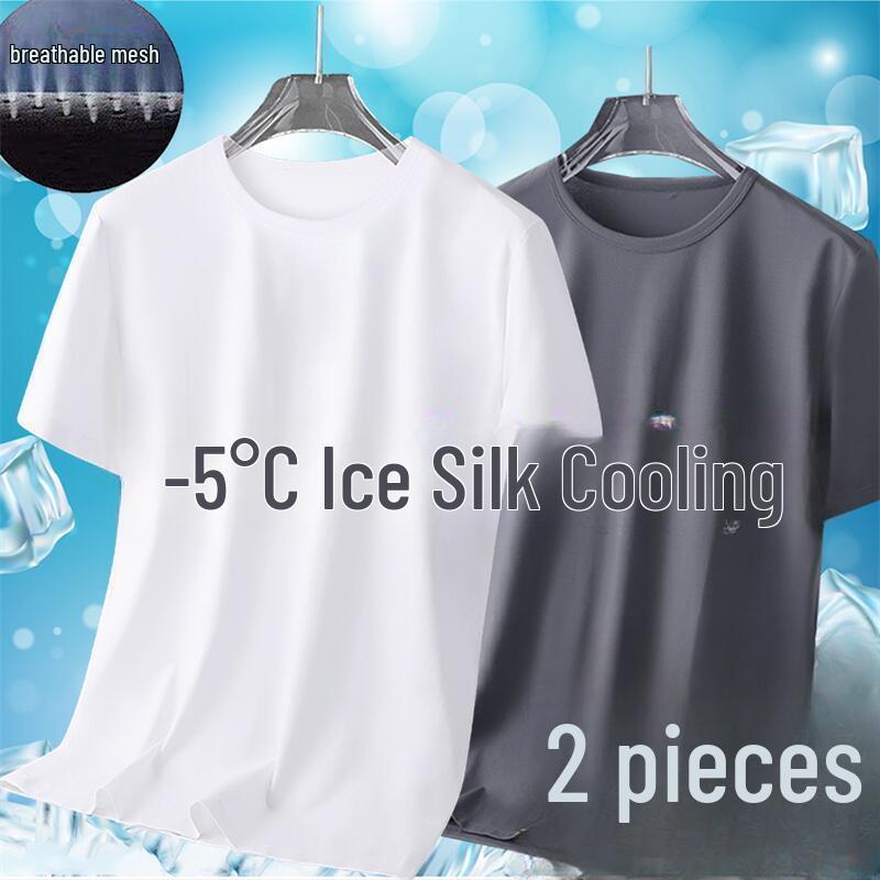 

Men s Korean-Style Ice Silk Loose Fit Short-Sleeve T-Shirt L 47.5-55kg