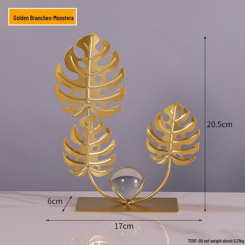 Nordic Leaf Crystal Ball Ornament: Elegant Light Luxury Decoration for Home Entrance, Living Room, Wine Cabinet, or Office Display.