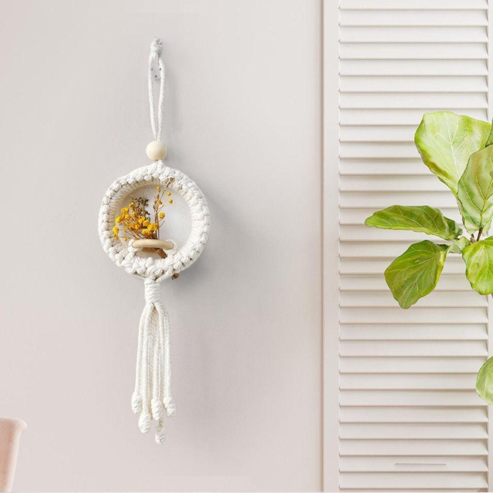 Boho Style Cotton Rope Flower Basket Flowerpot Pocket Simulated Flower Pot  Yard