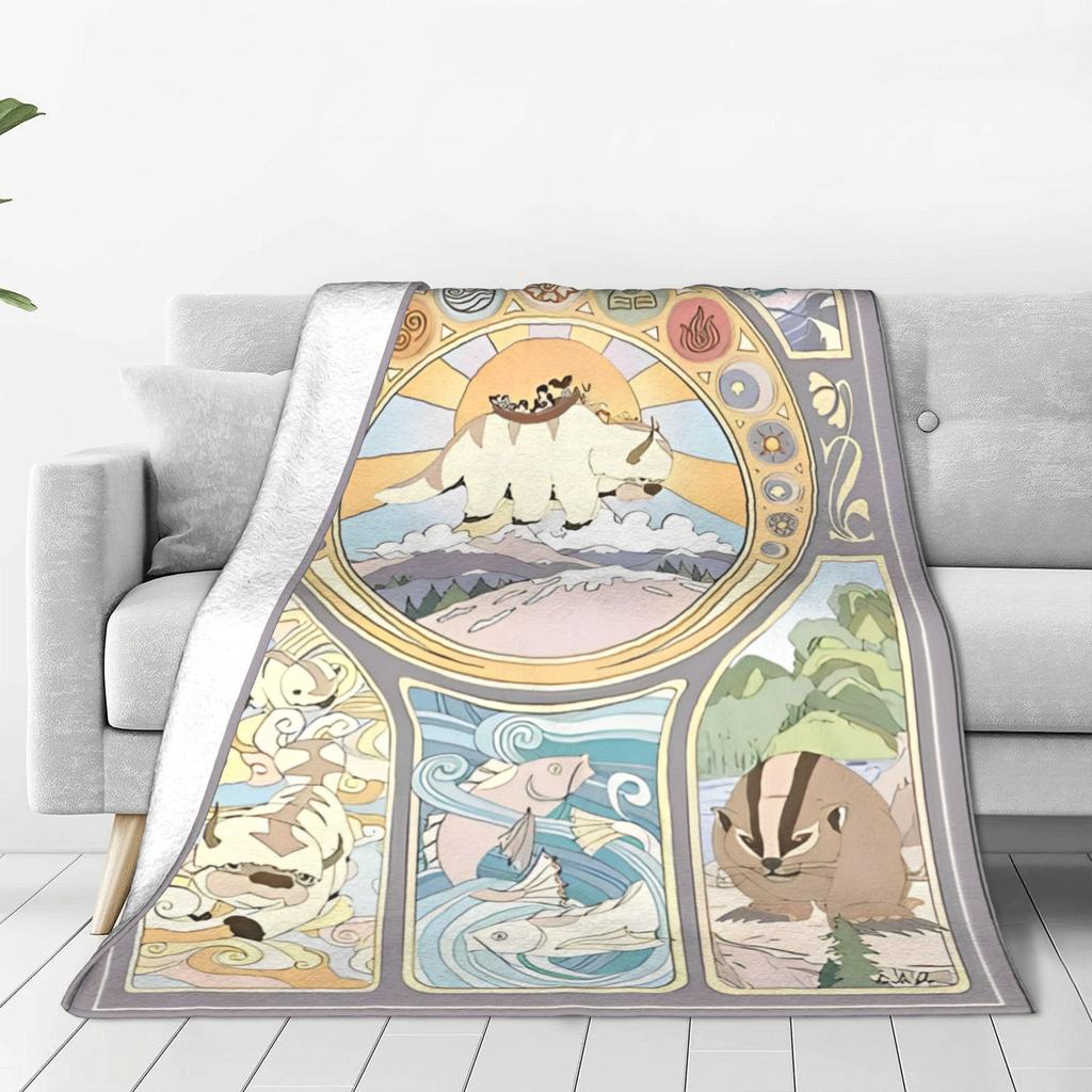 Team Avatar Original Benders Jugendstil Decke Flanell Sommer Tragbar Leichtgewicht Überwurfdecke für Bett Schlafzimmer Tagesdecken