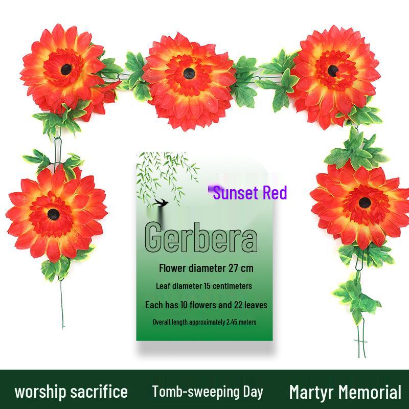 Artificial Chrysanthemum Vines for Cemetery and Memorial Decor - Silk and Plastic Hanging Floral Decoration