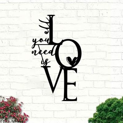 1 Stück Metall-Wanddekoration, „All You Need Is Love“, Metall-Wandkunst, „Love“, Metall-Wandkunst-Dekor, „Love“, Metall-Wandschild