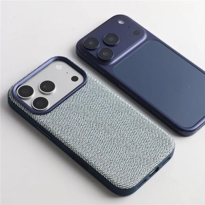 Original Frosted Solid Color Magnetic Shockproof Case For iPhone 15 16 17 Pro Max Woven FabricFor Magsafe Wireless ChargingCover