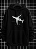 Unisex Hoodie, Casual Daily Wear, Airplane Graphic Print, Pullover Sweatshirt, Streetwear Style, Autumn Winter Season, Front Kangaroo Pocket with Draw
