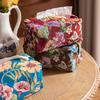 1PC Flower Embroidery Storage Bag, Chinese Style Fabric Drawer, Desktop Creative Tissue Bag, Home Decoration