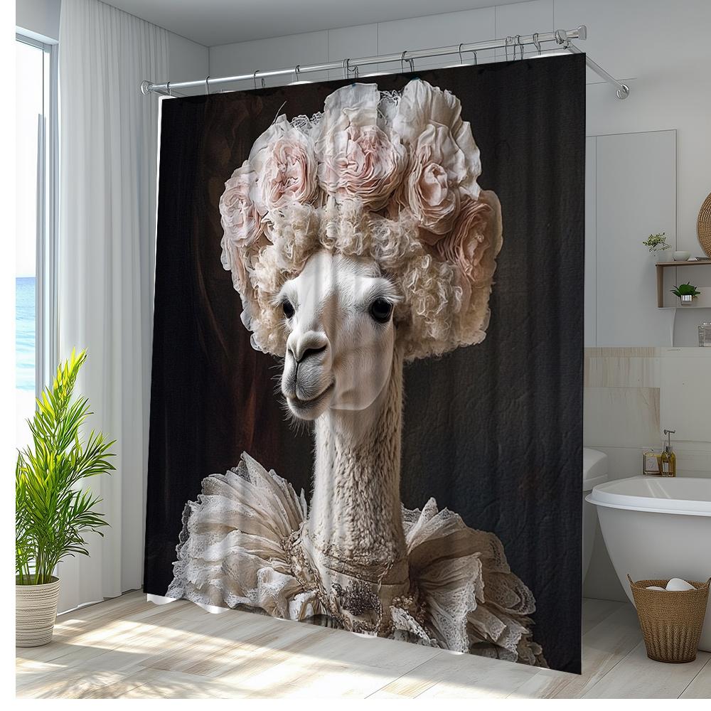 1 Stück Niedlicher Duschvorhang mit Blumenmuster - Polyesterstoff Badezimmerdekoration, 70,8x70,8 Zoll, Inklusive 12 Haken,