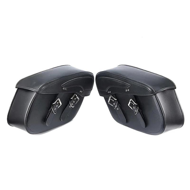 

2 шт. универсальные мотоциклетные седельные сумки туристическая седельная сумка для инструментов кожаная сумка для хранения багажа водонепроницаемые боковые сумки-коробки черные