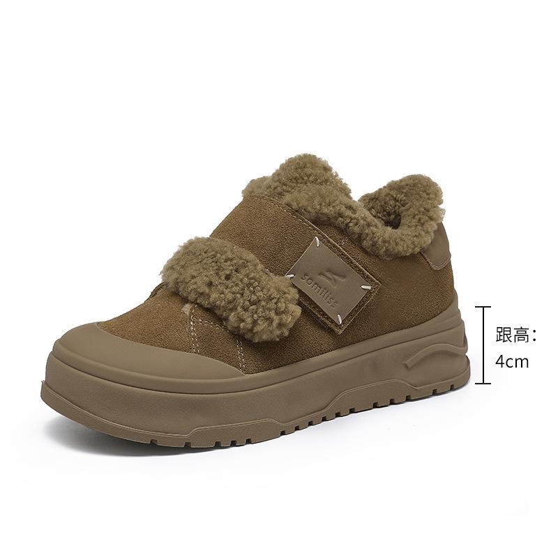 

Wool cotton shoes women s warm platform retro board shoes winter new snow boots piled thickened versatile casual cotton boots 40 песочный