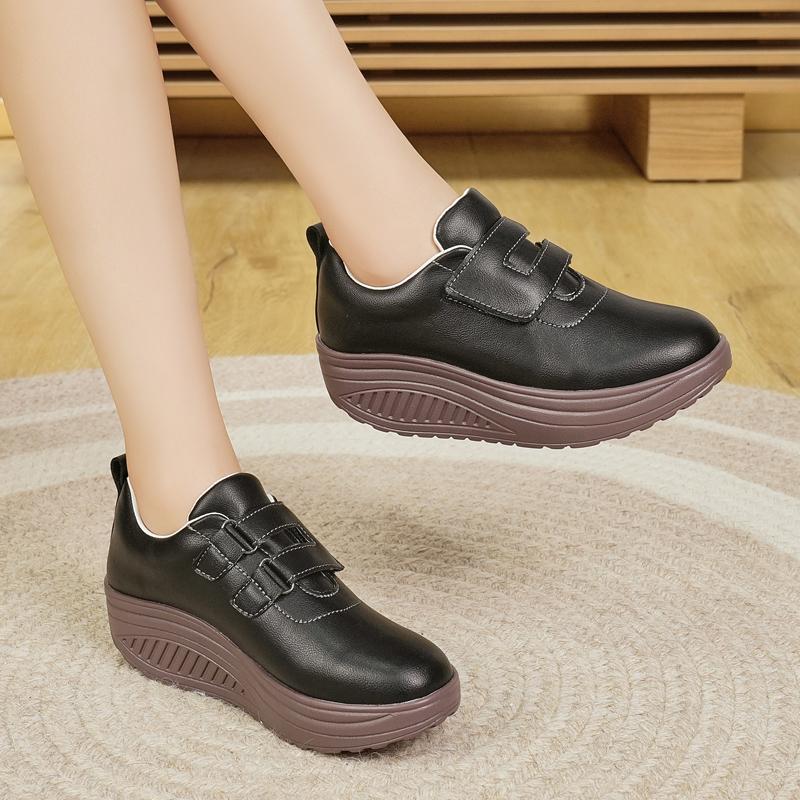 Women Loafers Platform Chunky Lady Summer Casual Black Office Lady Thick Sole Height Increase Shake Shoes