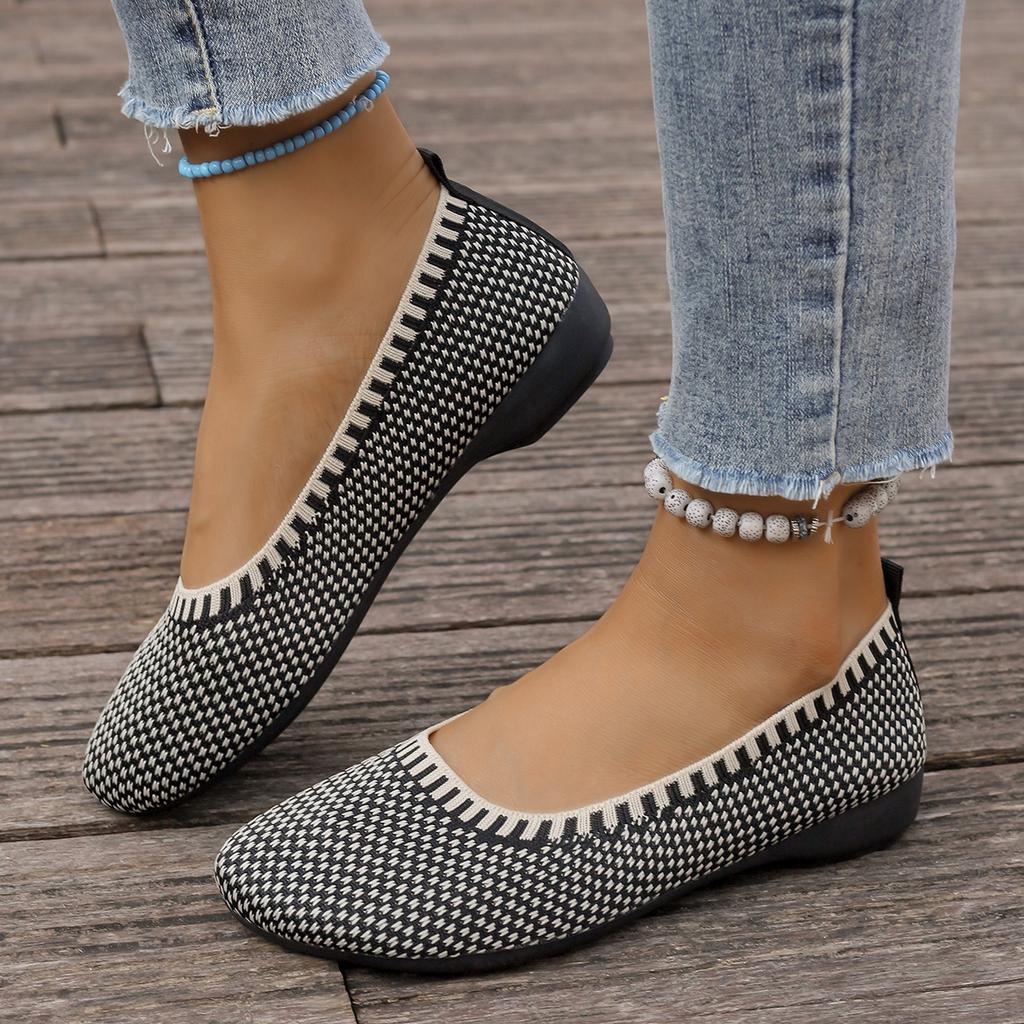 Mode Damen Ballerinas 2024 Neue Mode Große Größe Rutschfest Lässige Loafers Schuhe Damen Mesh Atmungsaktiv Weiche Sohle Flache Sohle Schuhe für Damen