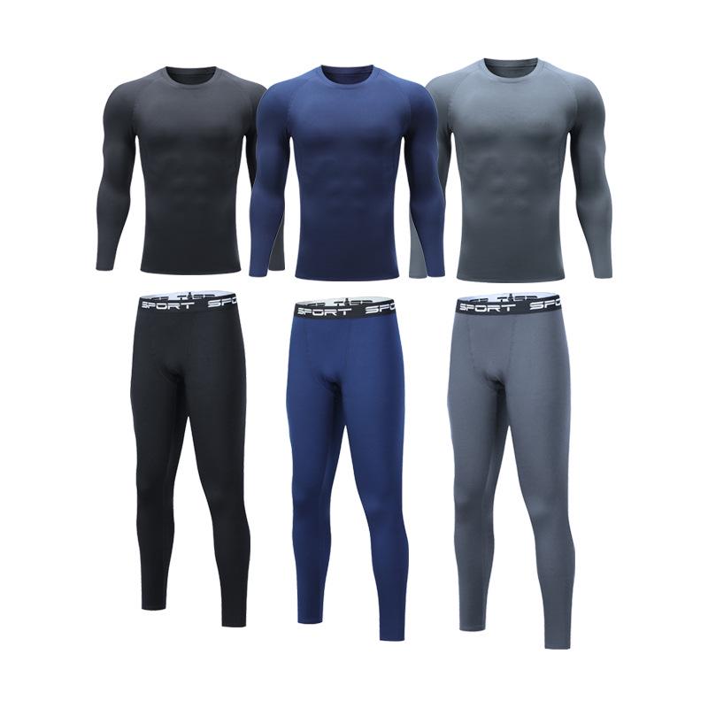 Conjunto de Capa Base Cálida de Secado Rápido para Hombre para Otoño/Invierno - Ideal para Montañismo, Senderismo y Running
