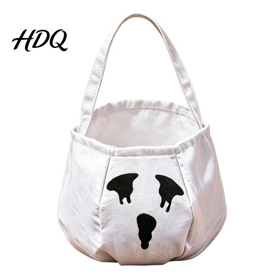 Holiday Decoration Totes Halloween Trick or Treat Bag Funny Ghost Expressions Non-woven Handbag Kids Goody Bags Lightweight Candy Buckets for Party