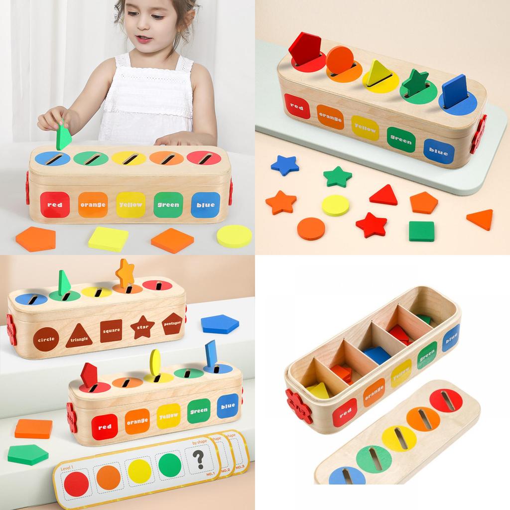 Holz-Formen-Zuordnungs-Farbklassifizierungsbox Böses Kind Puzzle-Spielzeug Für Kinder von 2 bis 6 Jahren