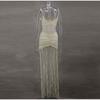 Hollow Out See-through Long Dress Women Holiday Tassels High Waist Sleeveless Strap Dresses Female Backless Evening Club  Robe