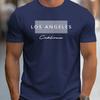 Men's summer loose fit large Los Angeles Graphic printed slim fit casual sports round neck short sleeved T-shirt top