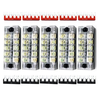 5pcs 600V 15A Dual Rows 5P Barrier Screw Terminal Rows 5P Barrier Block Fork Type 400V 15A 5P Terminal Strip