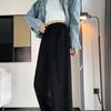 Drapey Coffee Drawstring Wide-Leg Sweatpants for Women - Versatile Spring/Autumn Style