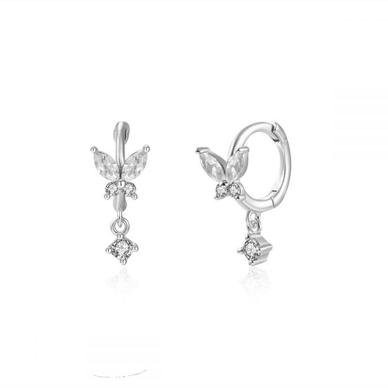 New Design Gold Color Moon Star Minimal Drop Earrings For Women Small Crystal Chain Butterfly Piercing Earring Korean Jewelry