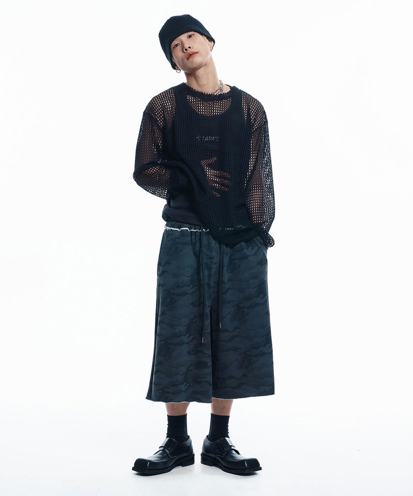 EASY NO EASY Camo Autumn Length Sweat Bermuda Pants - Charcoal