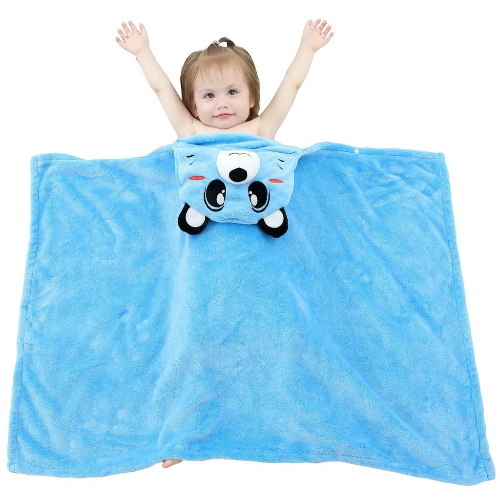 Toddler Baby Boys Girls Cute Cartoon Plush Receiving Blanket Cloak Wrap Bathrobe
