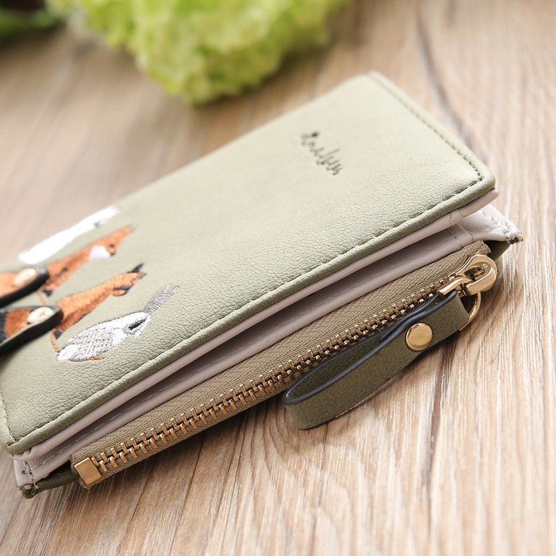 Zipper Small Wallet, Women's Cute Snap Button Wallet With Card Slots