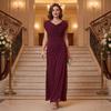 Elegante Vestido Largo de Mujer con Escote Fruncido sin Mangas Liso Casual para Fiesta con Caída para Ocasiones Formales